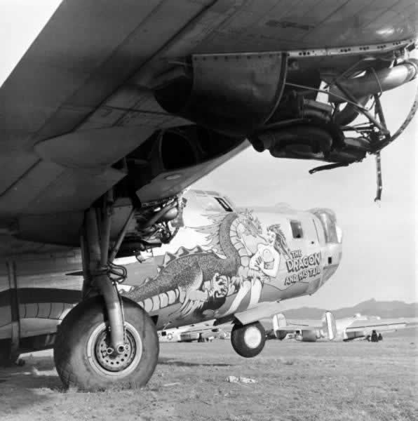 B-24 Liberator "The Dragon and His Tail" with engines removed at Kingman AAF in Arizona B-24 Liberator "The Dragon and His Tail" with engines removed at Kingman AAF in Arizona